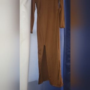 New without tag, camel toned long sleeve maxi dress with split